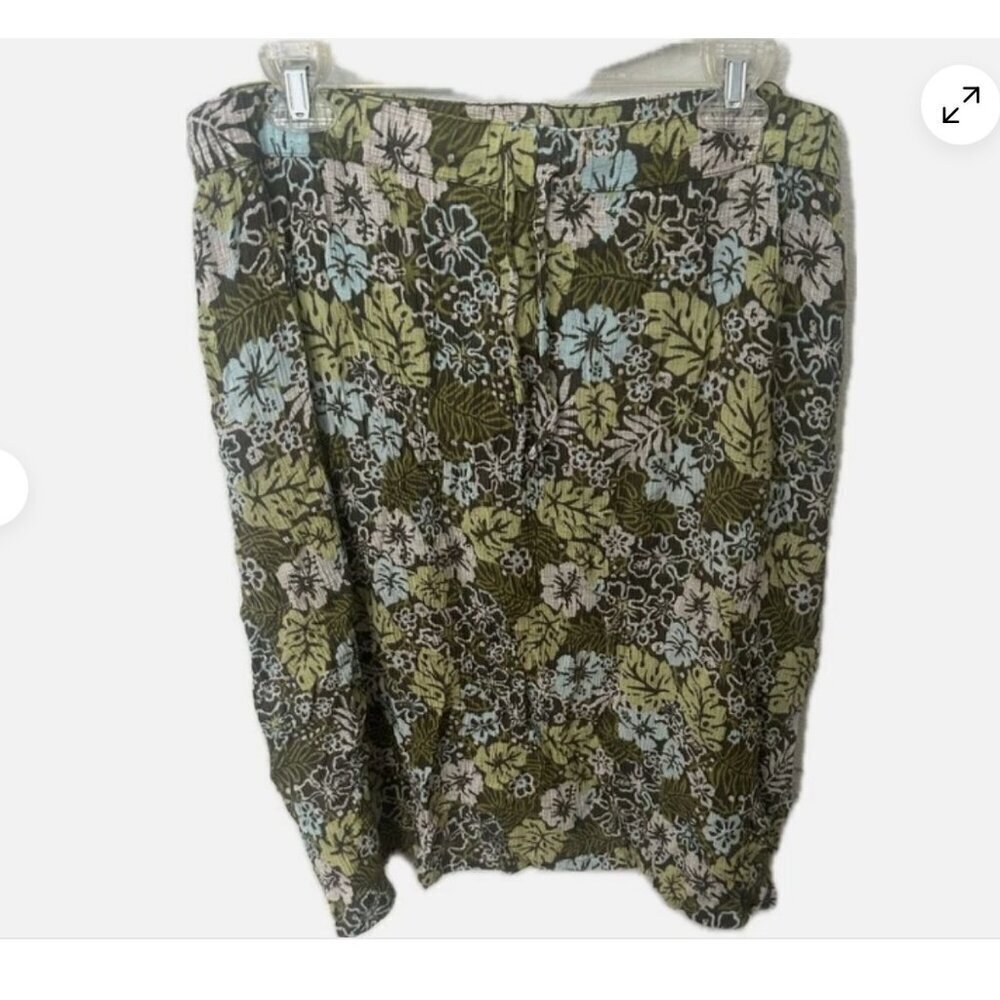 Jaclyn Smith Ladies Skirt 2X Olive Floral Knee Length Soft Pleats - Picture 2 of 5